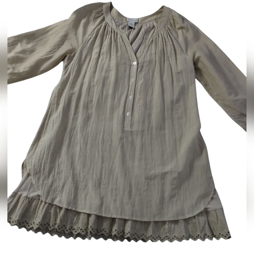 Soft Surroundings Women's Size M Silk Old Money Lagenlook Boho Resortwear Tunic